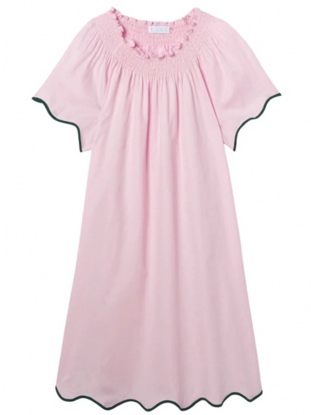 LAKE Smocked Neck Scalloped Edge Dress